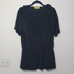 St John  100% Silk Ruffled Floral Detail  bow Silk Top